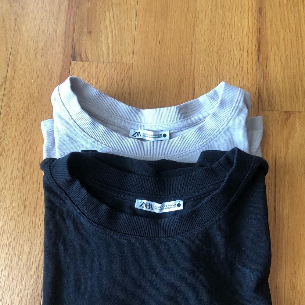 (2) Zara basic crop tee - Picture 1 of 3